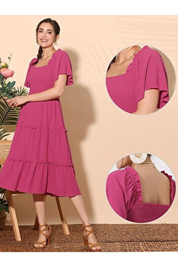 OEM Casual dress, soft, breathable and comfortable fabric, Pink XL