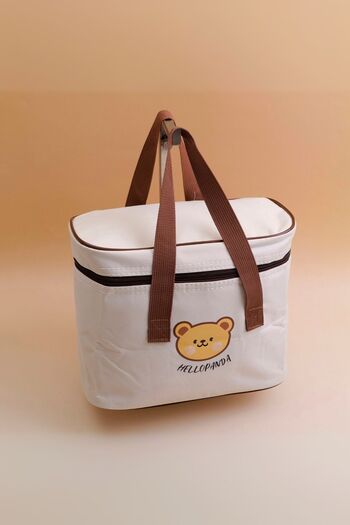 YOYOSO Teddy Bear Detailed Thermal Insulated Lunch Bag, Food Bag Beige