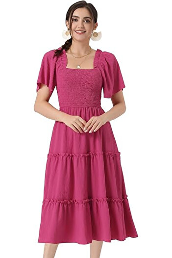 OEM Casual dress, soft, breathable and comfortable fabric, Pink XL