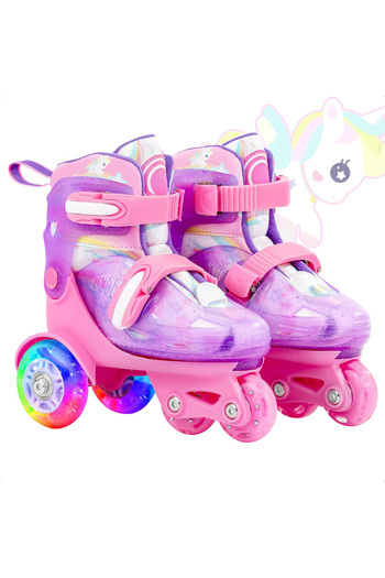 Elindor ® Adjustable Roller Skates for Kids, Girls and Boys, Size XS, 25-27.5, Pink