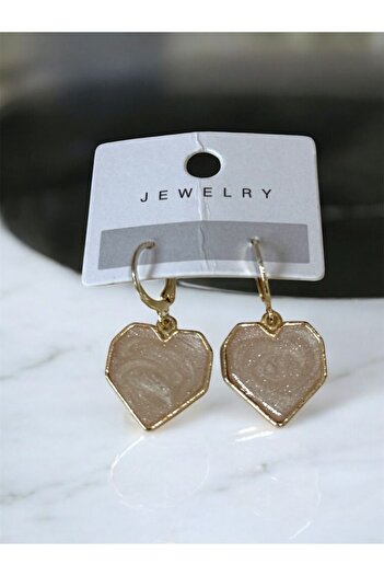 Takıtolia Grace Heart Beige Dangle Earrings