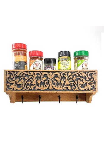 Souq DESIGNS Wooden Key Holder Metal Wall Hooks - Command Hooks, Heavy Duty & Organiser