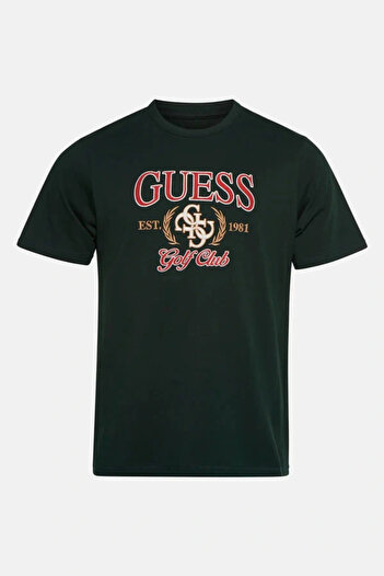 Guess Ανδρικό μπλουζάκι Jersey πράσινο με κανονική εφαρμογή M5YI22K8FQ4-G8U1