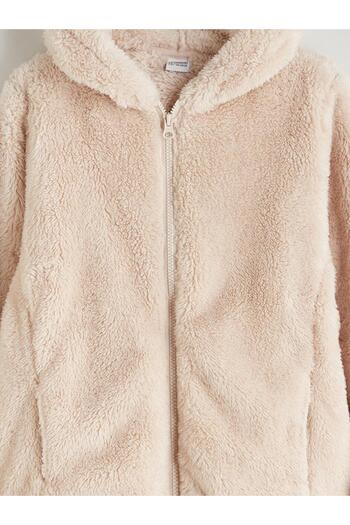 LC Waikiki Hooded Plush Girls' Zippered Sweatshirt (W5)