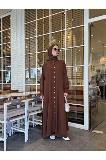 NS Moda Hijab Efsun Set Brown-Model 541