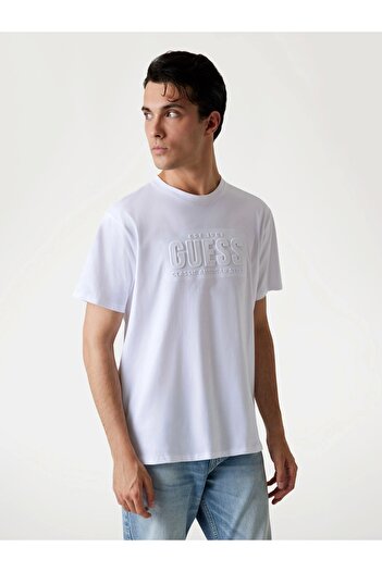 Guess Embosse Men's White Regular Fit T-Shirt M5Yi44Kbw41-G011