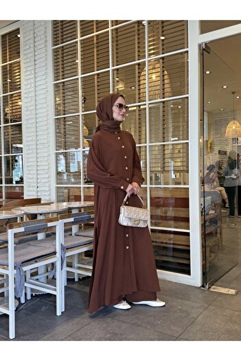 NS Moda Hijab Efsun Set Brown-Model 541