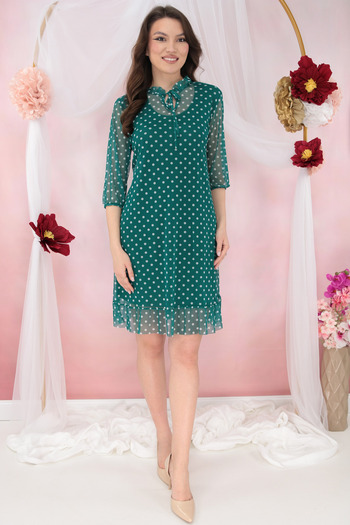 Trend Land Green tulle dress with white polka dot print