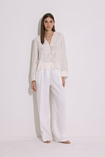 Manuka Modal Wide Sleeve Blouse Ecru