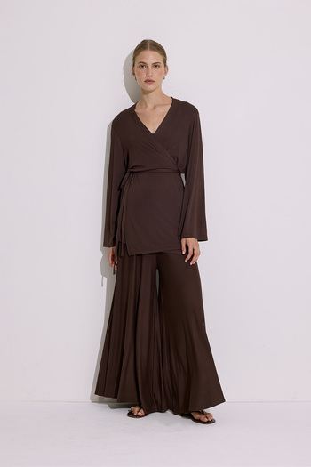 Manuka Tie-Up Dressy Kimono Brown