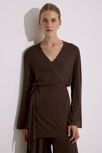 Manuka Tie-Up Dressy Kimono Brown