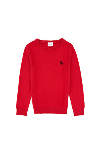 U.S. Polo Assn. Girl's Red Crew Neck Basic Sweater 50316808-Vr171