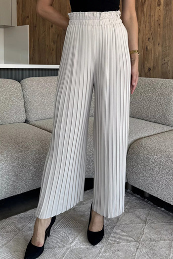 julude Stone Women's Pleated Wide-Leg Trousers