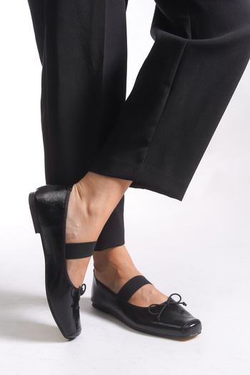 Riccon Women's Ballet Flats 00124001 Black Leather