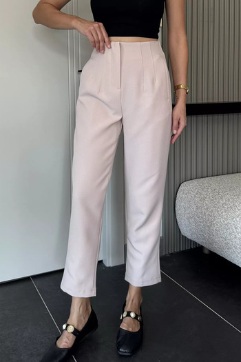 julude Stone Women's Waist-Cinching Fabric Trousers
