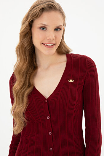 U.S. Polo Assn. Women's Burgundy Basic Knitwear Cardigan 50313580-Vr014