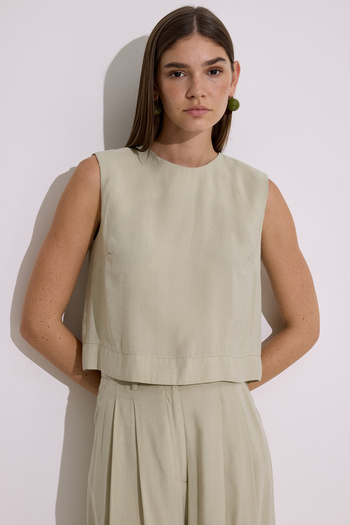Manuka Modal Sleeveless Short Blouse Çağla
