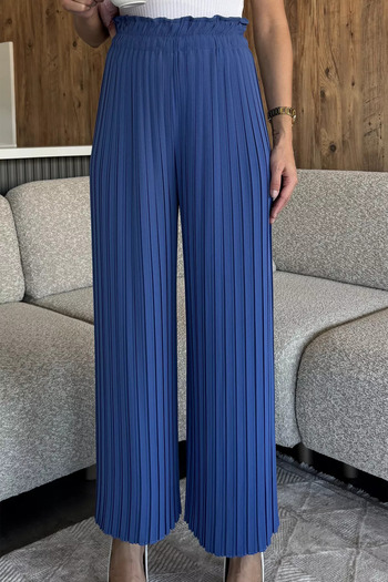 julude Indigo Women's Pleated Wide-Leg Pants