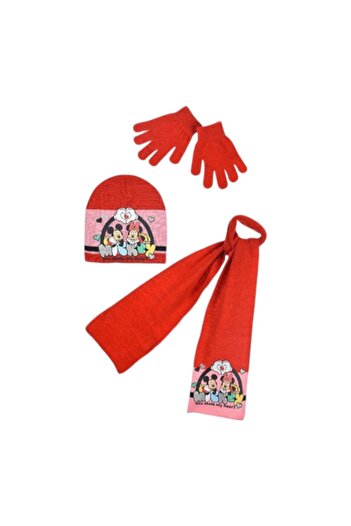 Minnie Mouse Hat, scarf and gloves set, red, My Heart, Minnie Mouse