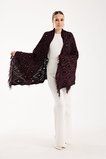 OCEAN KNITWEAR Black Murdum Tassel Shawl