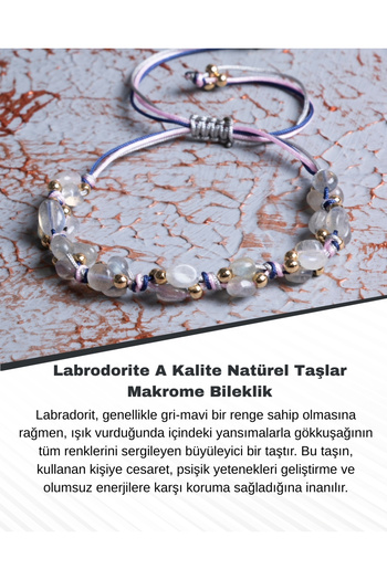 Saff Doğal Taş Labrodorite a Quality Natural Stones Macrame Bracelet