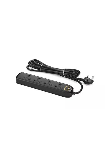 Green Home Power Extension Cord 4 Sockets 5m Black