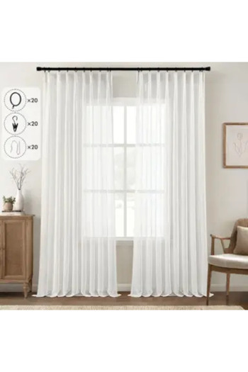 OEM Set 2 x semi-transparent curtains, white, 132x225cm