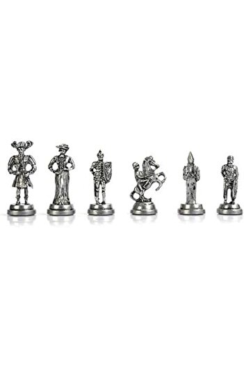 STOREMAX Snshop Medium Size Metal Spanish Chess Set Antique and Rustic Patterned Mdf Board with Storage Box (3