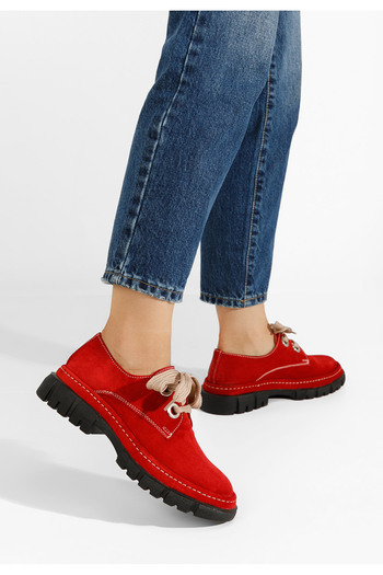 B T Shoes Dasha red leather women's casual shoes