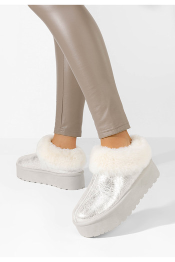 B T Shoes Střibrné kotníkové kozačky na platformě Maily