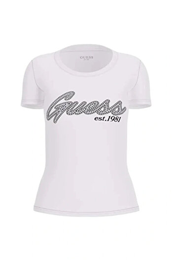 Guess Tricou alb slim pentru femei W5YI16J1314-G011