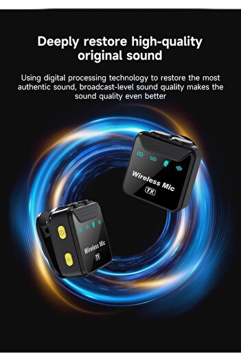 Coverzone Kablosuz Yaka Mikrofonu BT 5.2, Çift Mikrofon, 2.4GHz, 360° Ses Toplama, Şarj Kutulu SX22