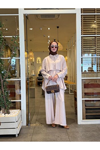NS Moda Hijab September Set Beige Model 545