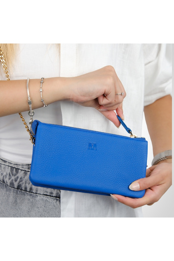 MFT Leather Design Genuine Leather Women's Wallet Bag |   Almeda 5463 Flother Mat Saks Blue