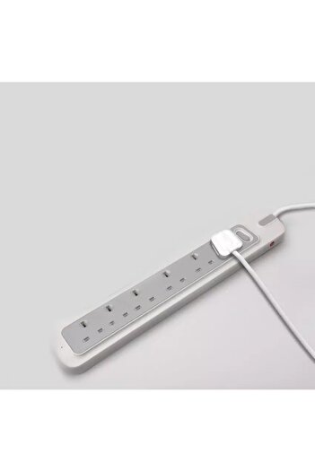 RAFEED Electric, Power Extension Cord, 6 Sockets, 2M, White/Grey