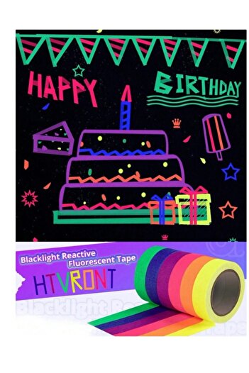 Generic 6 Colors Glow In The Dark Fabric Tape, Self-Adhesive Glowing Neon Decorative Tape for Parties, Birthdays, Painting, 5 Meters