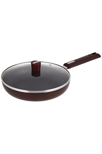 Generic Nirlep Aluminium Fry Pan with Lid, 24cm Maroon, JFP24GLE
