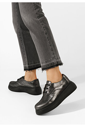 B T Shoes Stribrné dámské polobotky Amelise