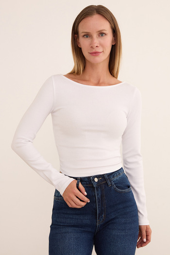 Fulla Moda Basic Boat Neck Modal Blouse