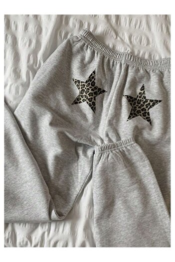 EVIus Women's Leopard Star Pattern Printed Straight Elastic Waist and Leg Jogger Sweatpants