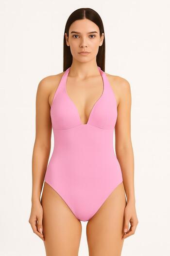 DEEP BEACH Halter-Neck Swimsuit with Underwire
