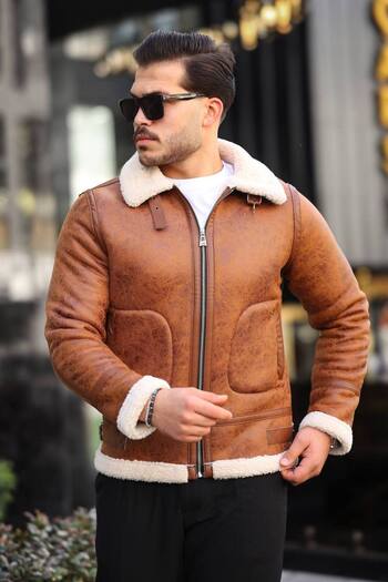 KOCCI New season men's furry napa leather winter coat jacket
