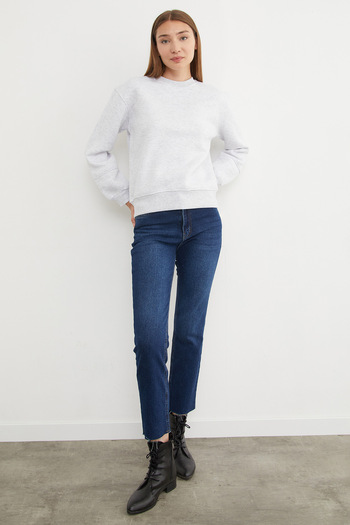 Fulla Moda Φούτερ με λαιμόκοψη 3 νημάτων Basic