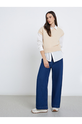 Styli Women Beige Boxy Fit Knit Vest