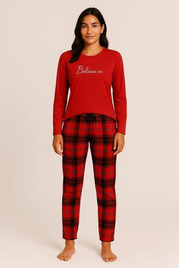 Pemilo Women's Long Sleeve 20362 Milan Pajama Set Red