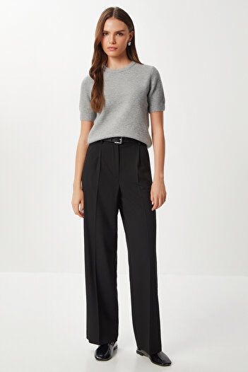 Lovelyİstanbul Pensli Pleated Polyviscose Trousers Lgp0021 Black