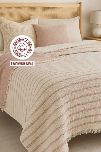 sutra 100% Cotton 8 Layer Muslin Fabric Double Size Quilt Bedspread - 250X280 cm