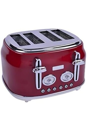 STOREMAX Gem Retro Red Four Slice Toaster 1088605