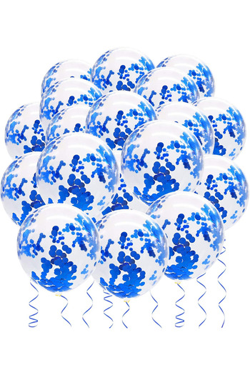 BALON DİYARI 10Pcs Blue Transparent Sequin Balloon Sets