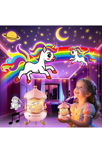 ROBEVE Star Projection Night Light - 360 °     Rabbit Rechargeable Night Light - Ceiling Reflection Projection